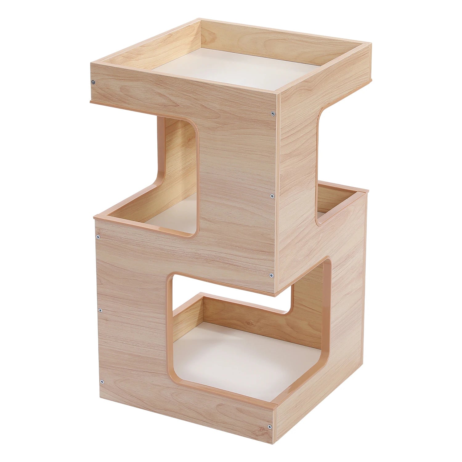 Wood Cat Condo House Bed with Removable Soft Mats Modern Cat Tree Tower with Scratching Pad Cat Scratcher Furniture Kitten Toys - Play Paws Toys