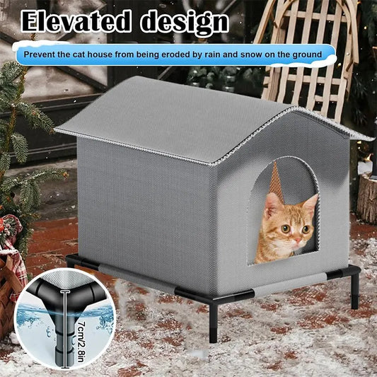 Stray Cat Houses with Mat Waterproof Winter Warm Shelter Foldable Pet Cave Nest Sleeping Beds for Outdoor Cats Small Dog Puppies - Play Paws Toys