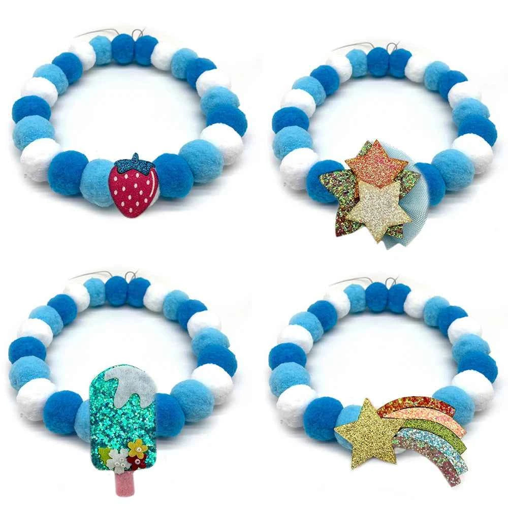 20pcs Fashion Pet Dog Bowtie Summer Fruit Style Hair Ball Necklace Collar Small Large Dog Bowtie Ties Dog Grooming Accessories
