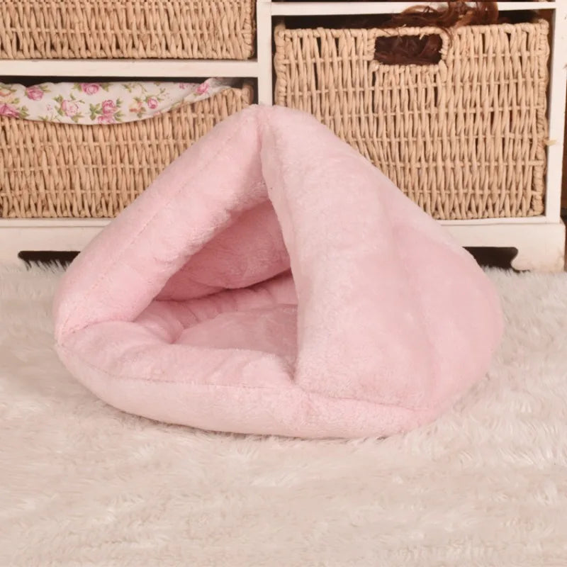 Triangle Pet Dog Kennel Mat Winter Warm Plush Cat Bed House Thickened Sleeping Bag for Small Dogs Cats Pets Supplies Accessories - Play Paws Toys