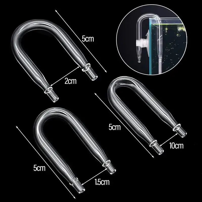 Aquarium Air Pipe Connector U Shaped Pipe Fish Tank Co2 Oxygen Tube Check Valve Glass Tube for Co2 Diffuser Air Pump Accessories