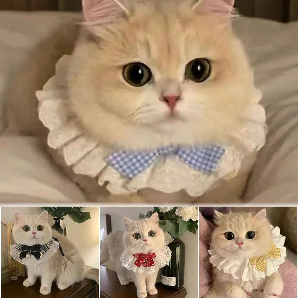 Cute Dog Collar Lace Bowknot Pearl Cat Necklace Sweet Neck Decoration Elegant Gentle Puppy Necktie Kitten Bibs Pet Supplies