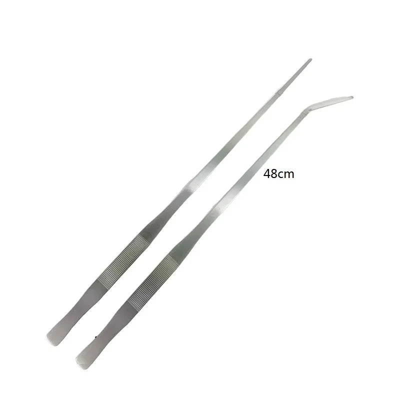 27/38/48cm Aquarium Plant Tweezers Multifuctional Stainless Steel Elbow Tweezers Fish Tank Aquascape Tools Aquarium Feeding Tong