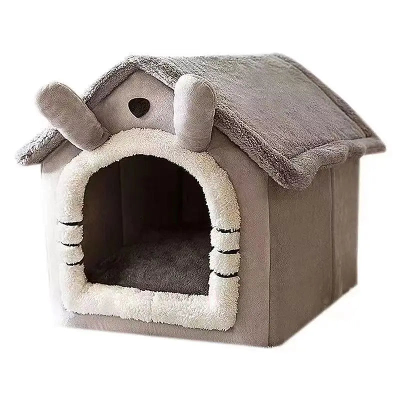 House Style Pet Bed for Small Dogs & Cats - All Season Removable Washable Dog House Winter Warm Teddy Bed Pet Supplies - Play Paws Toys
