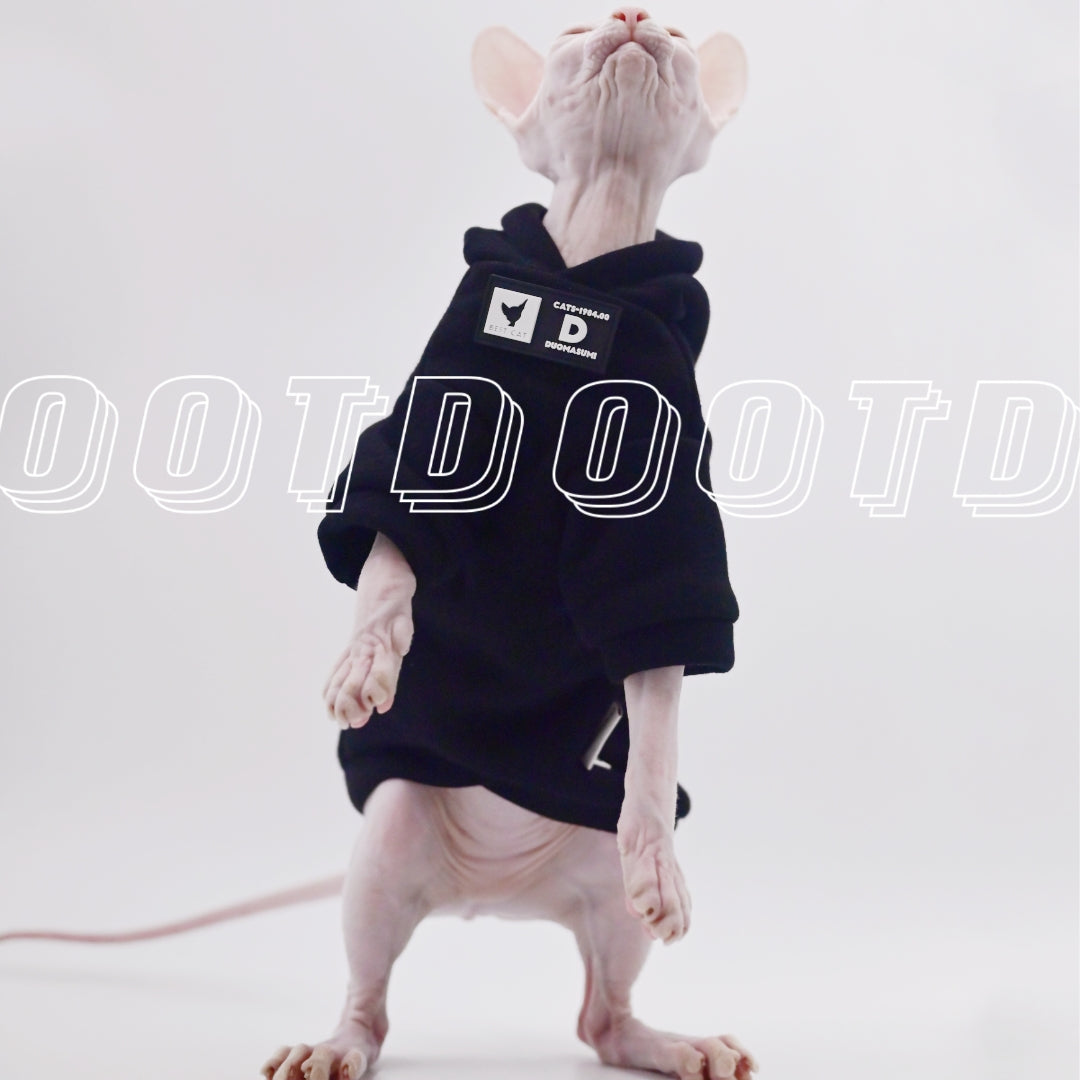 DUOMASUMI Cat Hoodie for Hairless Breeds - Fashion Spring/Fall Pullover for Sphynx, Devon Rex, Cornish Rex& Abyssinian Cats - Play Paws Toys