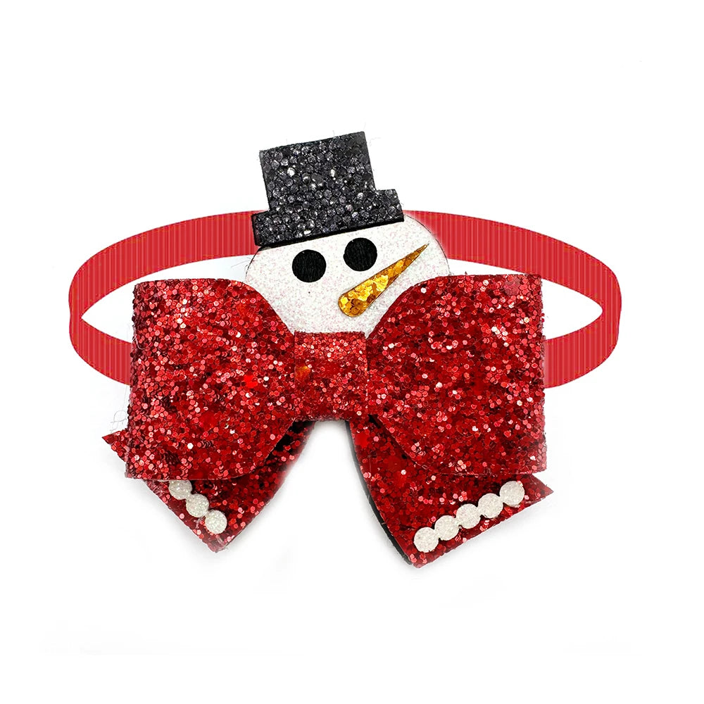 30pcs Christmas Pet Dog Bow Tie Adjustable Pet Collar Snowman Deer Style Dog Necktie for Small Dog Grooming Pet Acessories