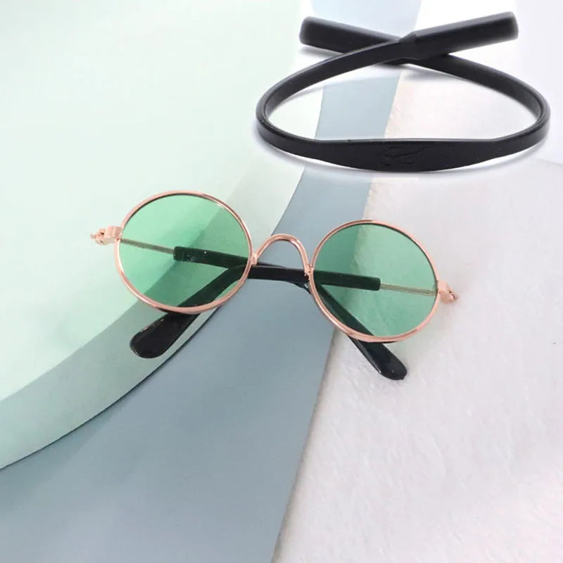 Puppy Dog Sunglasses Anti-skid Round Metal Cat Classic Retro Sunglasses Hippie Cute and Funny Pet Glasses Cosplay Party Costume