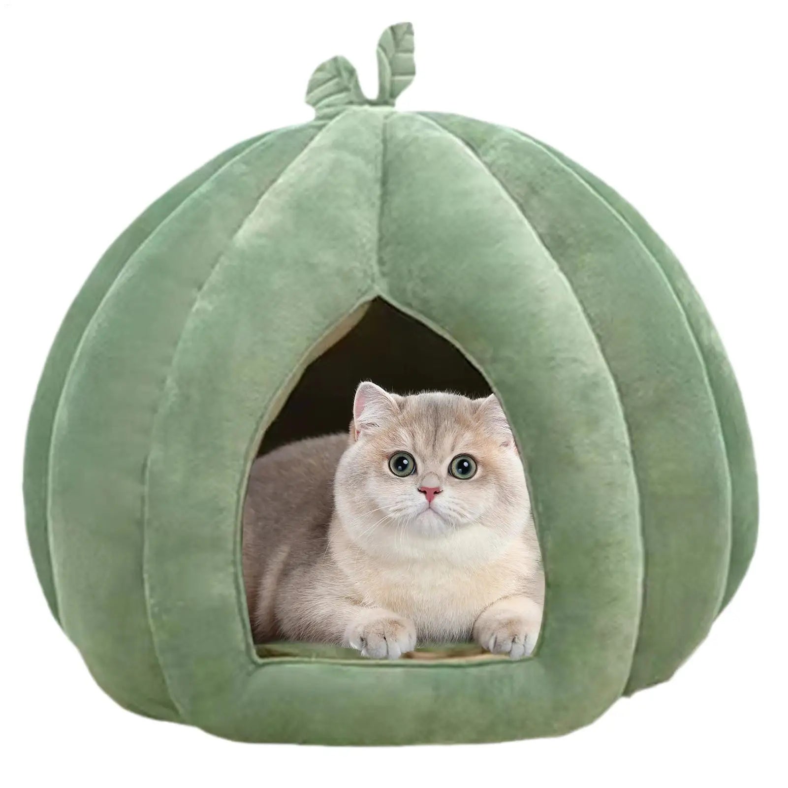 Thickened Halloween Pet Bed Enclosed Cat Nest Warm Cat Bed Pumpkin Shape Pet Sleeping House for Cats Washable Cat Sleeping Bed - Play Paws Toys
