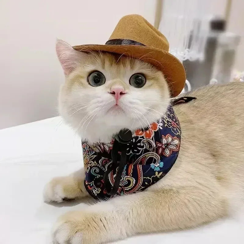 Pet Hat Dog Cat Western Cowboy Hat Halloween Pet Outdoor Caps  Funny Retro Photo Prop Dog Accessories Doll Decor Pet Products - Play Paws Toys