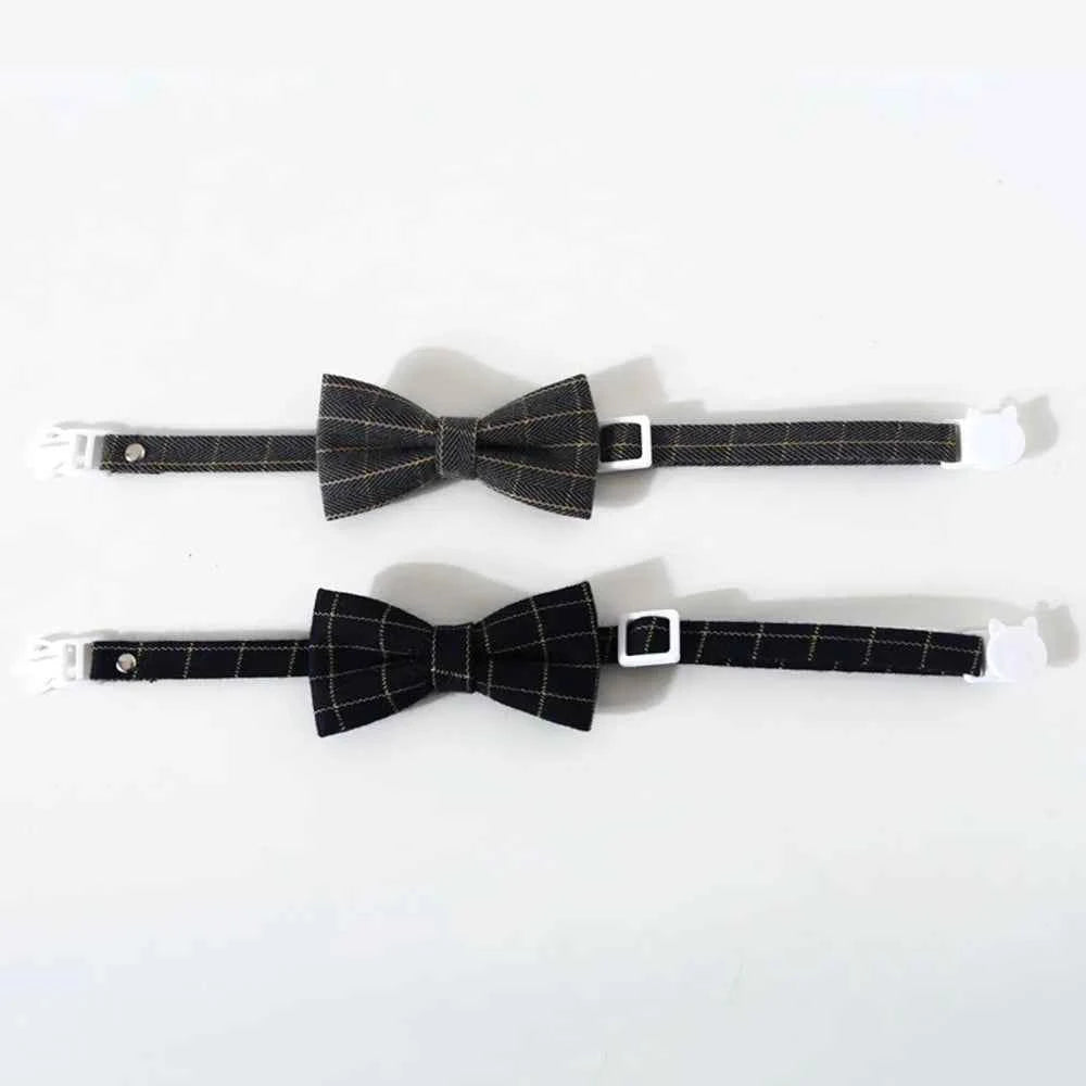 Pet Accessories for Dogs Cats Bowtie British Style Puppy Plaid Tie Breakaway Bowknot Collar for Small Dog Cat Gentleman Costume
