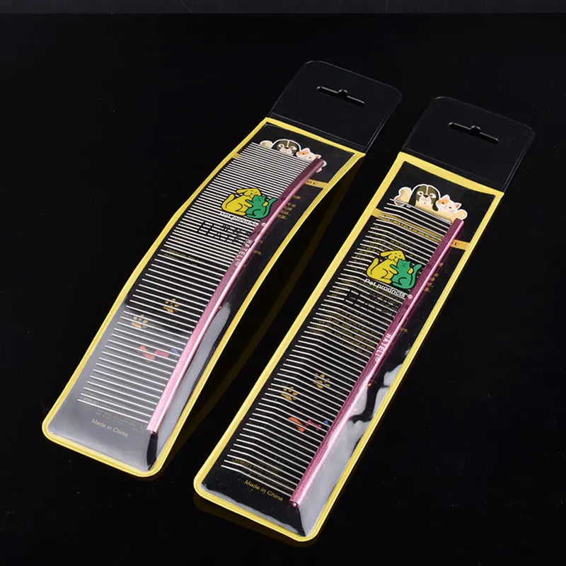 Pet Pink Comb Cat Dog Professional Stainless Steel Grooming Comb Dense Sparse Teeth Dog Cat Cleaning Brush Hair Reemoval Comb
