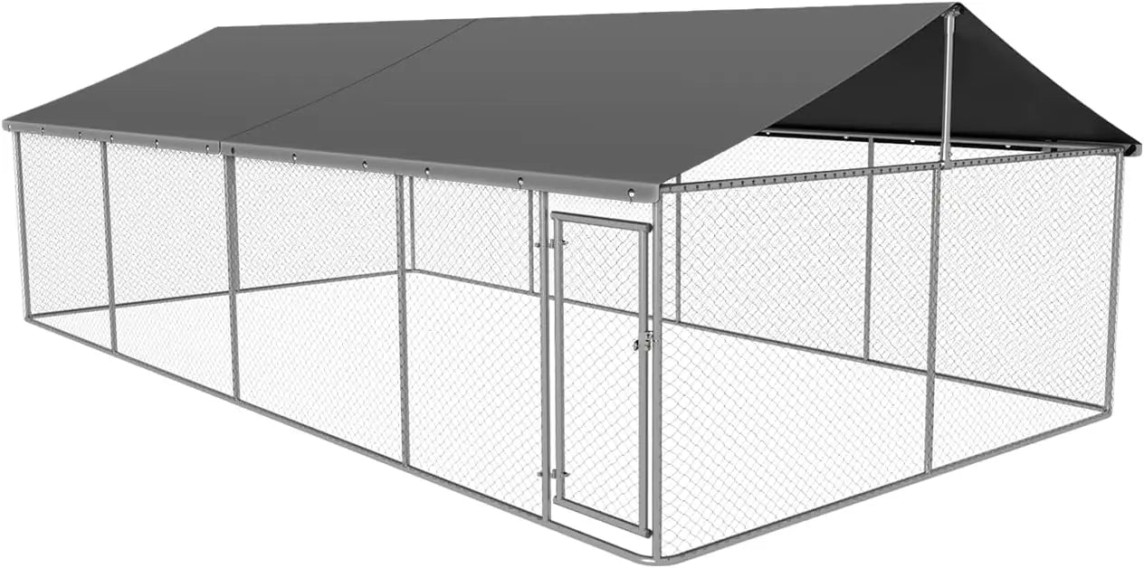 Outdoor Dog Fence, Heavy Duty Dog kennel, Pet Cage, Mesh Dog Cage Steel Fence with Safety Lock