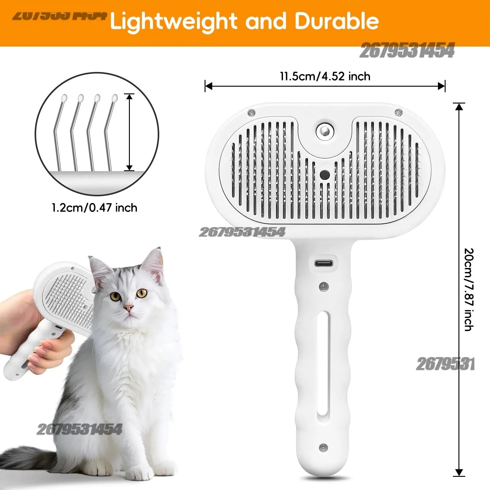 3-in-1 Dogs Cat Hair Brush Remover Steam Spray Grooming Brush Unique Steam Tools Water Mist Humidifier Toy White Pink Green