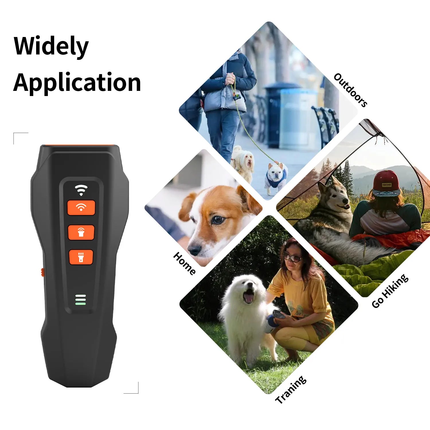 New handheld portable non-barking device led light flash ultrasonic trainer flashlight lighting dog training device
