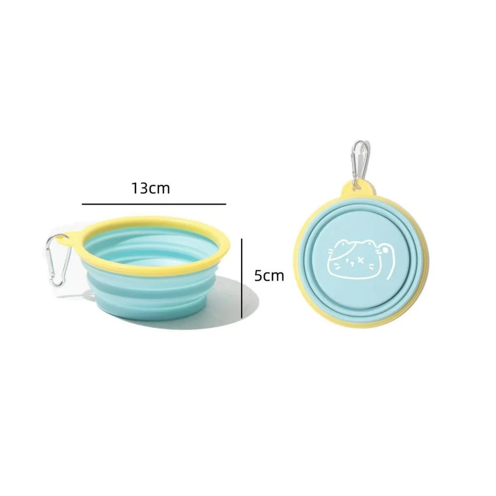 Pet Outdoor Folding Bowl Portable Travel Pet Food and Water Bowl with Hook Clamp Foldable Feeding Plate or Dogs and Cats