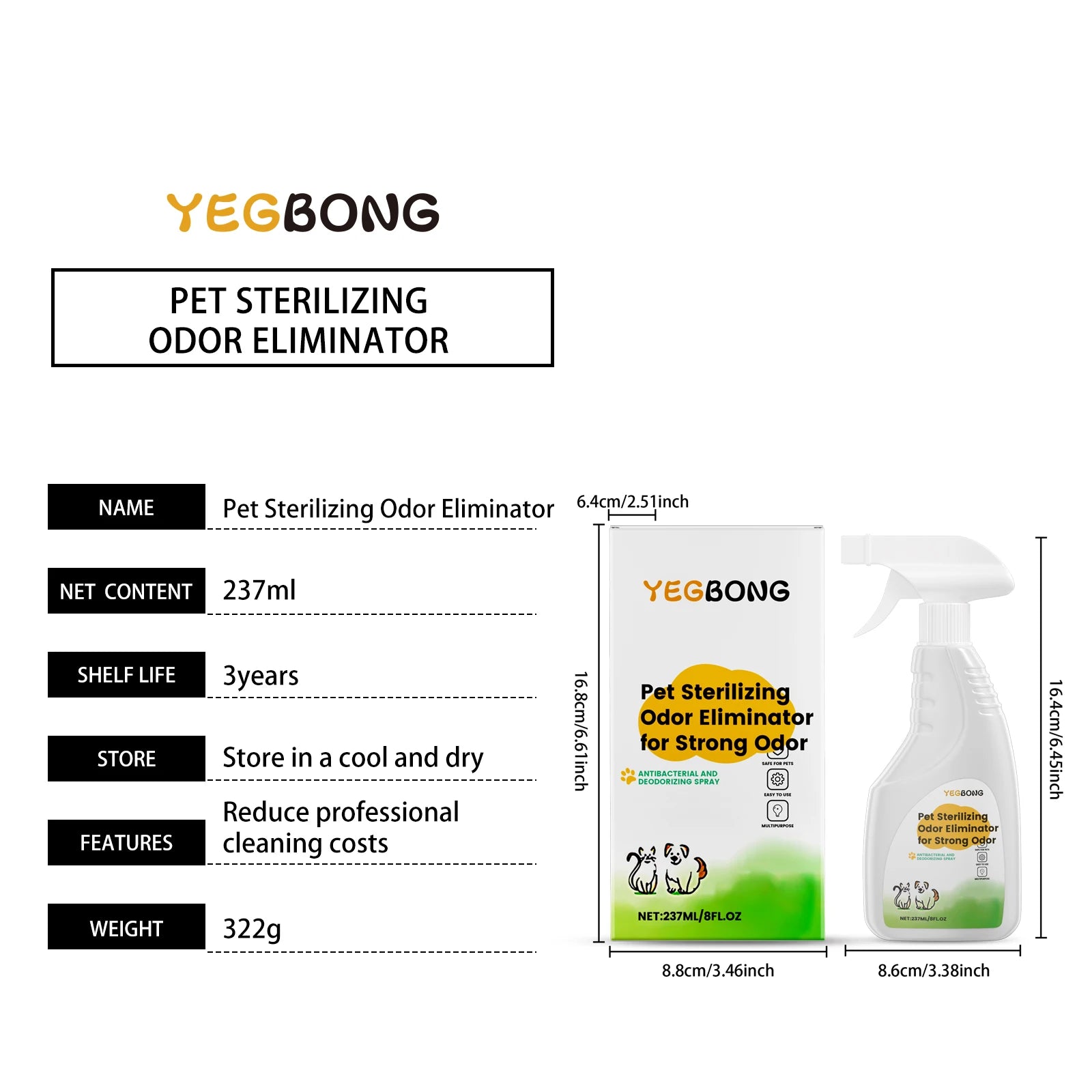 Pet Odor Eliminator Spray for Cat Dog Urine Accidents on Carpet Furniture Natural Deodorizing Mist with No Synthetic Fragrance