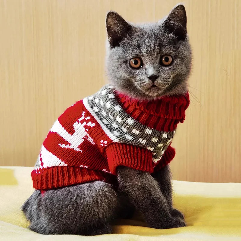 Cute Cat Sweater Costume Winter Warm Pet Clothes for Cats Katten Sphynx Pullover Mascotas Clothing Gatos Products for Animals - Play Paws Toys