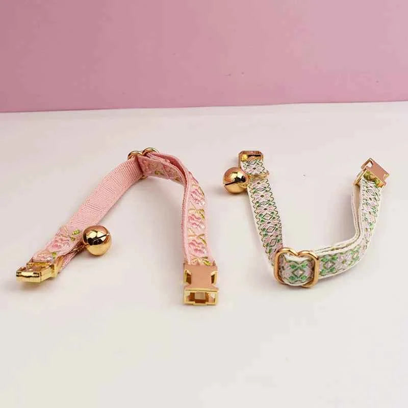 Adjustable Comfortable Cat Collar with Bell Personalized Pet Collar for Cats And Small Dogs metal hardware set cat collar