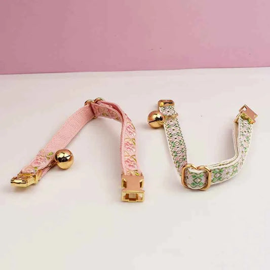 Adjustable Comfortable Cat Collar with Bell Personalized Pet Collar for Cats And Small Dogs metal hardware set cat collar