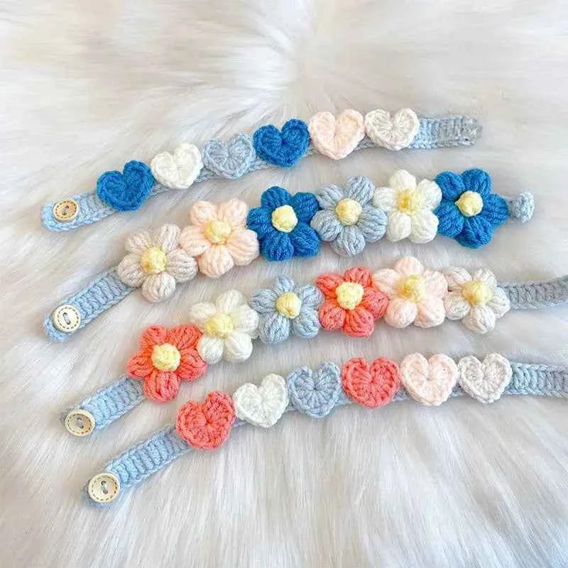 Pet Handmade Woven Collar Love Flower Collar Necklace for Cat Dog Cute Jewelry Decorative Pet Collar Pets Acessorios