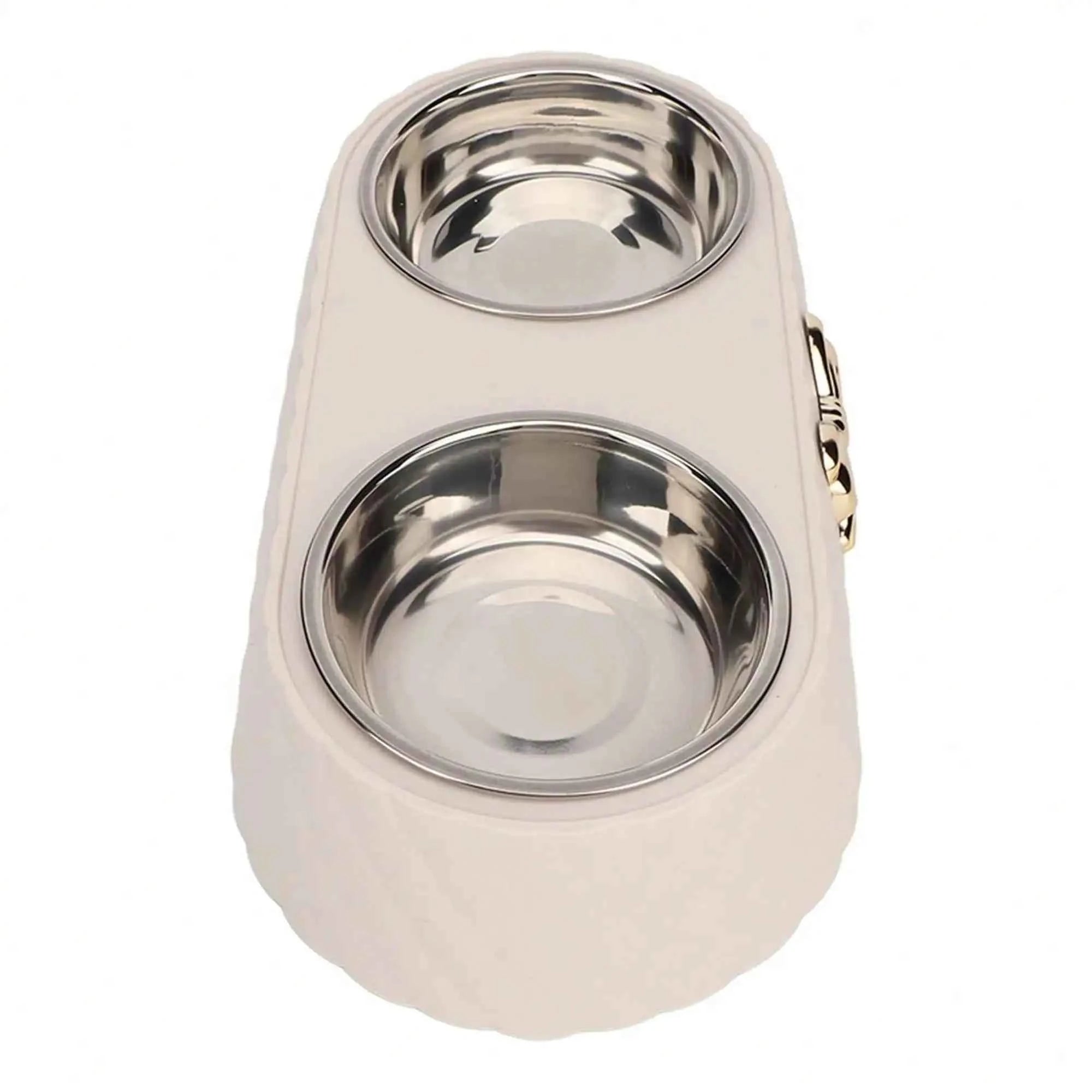 Double Stainless Steel Pet Bowl for Cats and Small Dogs, Food and Water Bowl Set with Anti-Slip Base and Cute Bow Accent