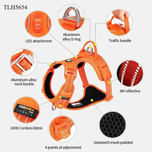 Truelove Pet harness Fashionable Nylon Durable Dog Harness Reflective Breathable Padded Training Vest Luxury Pet Accessories