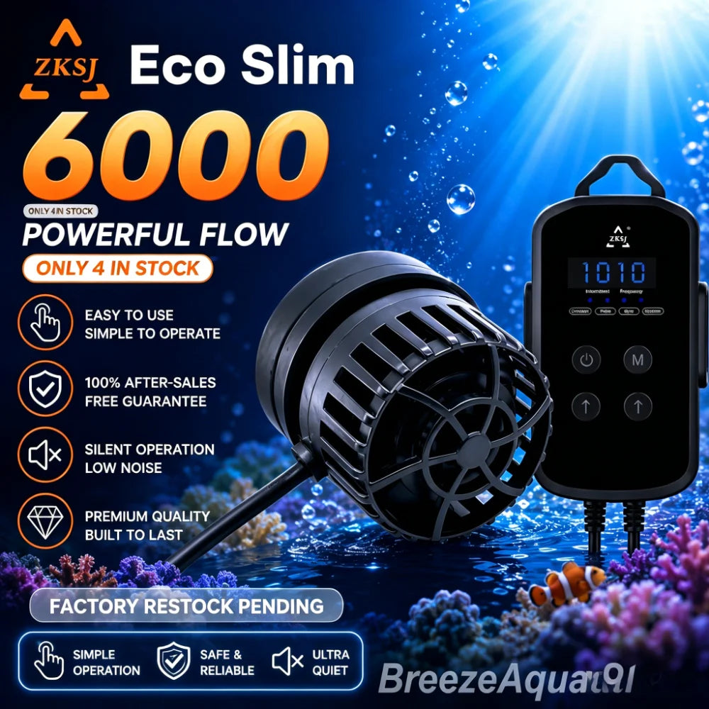 ZKSJ Eco Slim 6000 DC Mini Saltwater Fish Tank Aquarium Wavemaker Pump with Controller