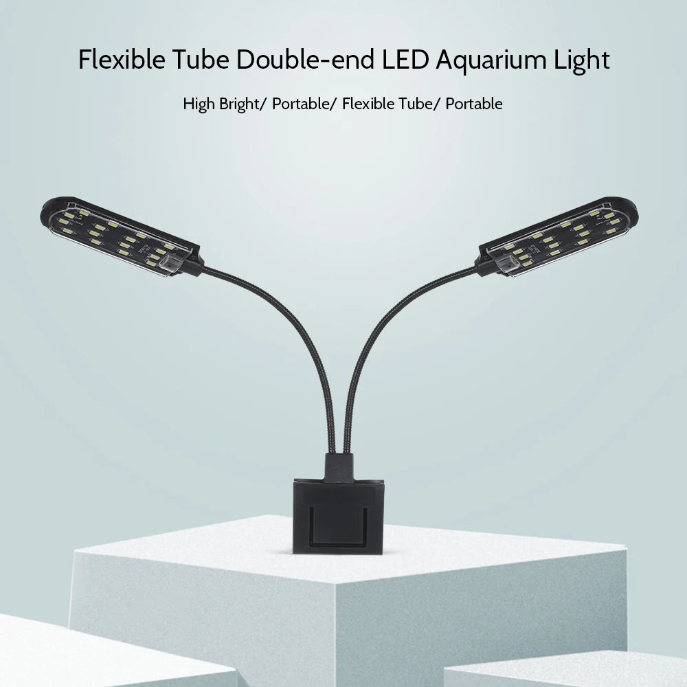 AC220V 10W 32 LED Dual-end Aquarium Light Fish Jar Lamp Flexible Bendable Illumination Angle White Portable