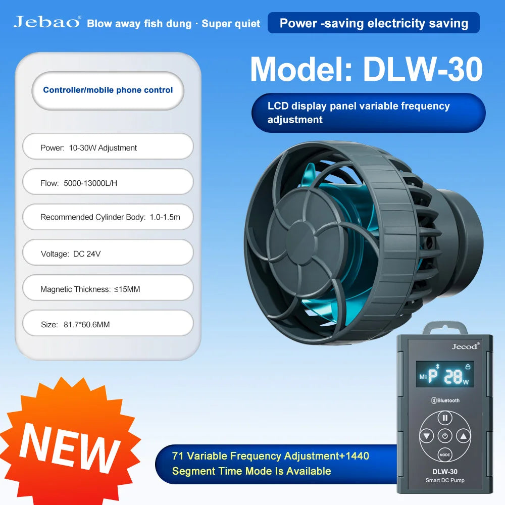 Jebao Jecod 2024 DLW Series Bluetooth Wave Pump for Aquarium App Control DC Saltwater Fish Tank Intelligent Mute Water Pump