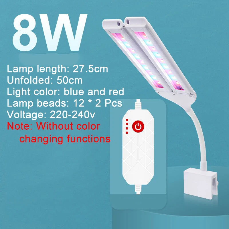 Super Bright Clip Lamp LED Aquarium Light for Aquatic Plant Grow Fish Tank Full Spectrum Timing Lamp 220-240V 30~70CM 4W 8W 13W