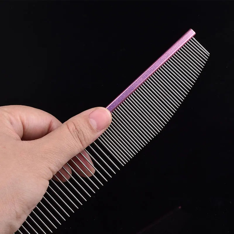Pet Pink Comb Cat Dog Professional Stainless Steel Grooming Comb Dense Sparse Teeth Dog Cat Cleaning Brush Hair Reemoval Comb