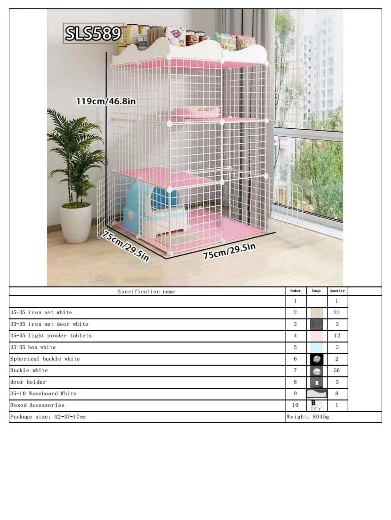 Cat Cage for Home Use, Indoor Pet Cat Large Space, Luxurious Small Cat House, Three-Story Multi-Cat Portable Assembly Empty Cage - Play Paws Toys