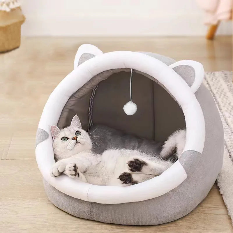 Pet Tent Cave Bed for Cats Small Dogs Self-Warming Cat Tent Bed Cat Hut Comfortable Pet Sleeping Bed Foldable Removable Washable - Play Paws Toys