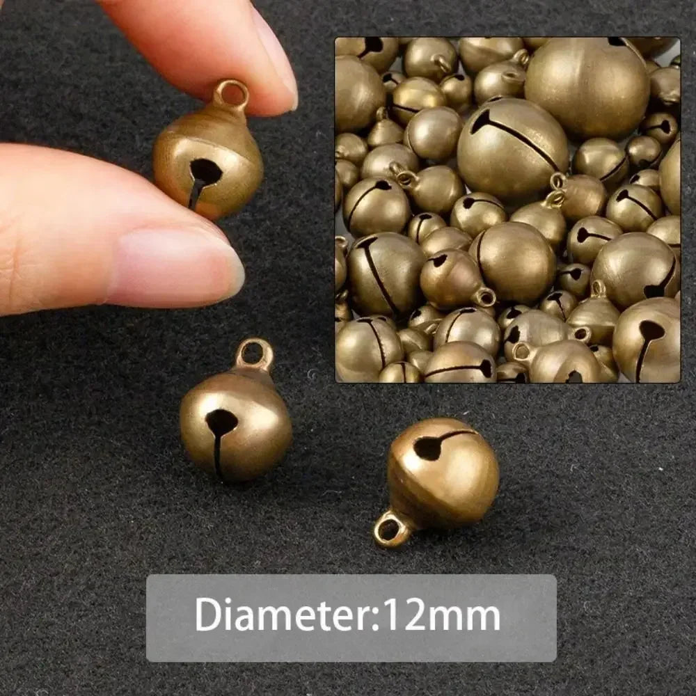 6/8/10/12/14/16/18/20/25mm Bronze Metal Jingle Bells Loose Beads Festival Party Christmas Decoration DIY Crafts Accessories