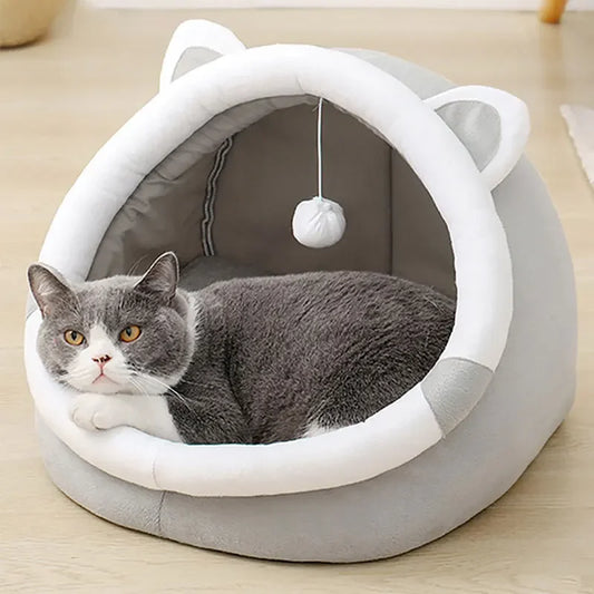 Pet Tent Cave Bed for Cats Small Dogs Self-Warming Cat Tent Bed Cat Hut Comfortable Pet Sleeping Bed Foldable Removable Washable - Play Paws Toys