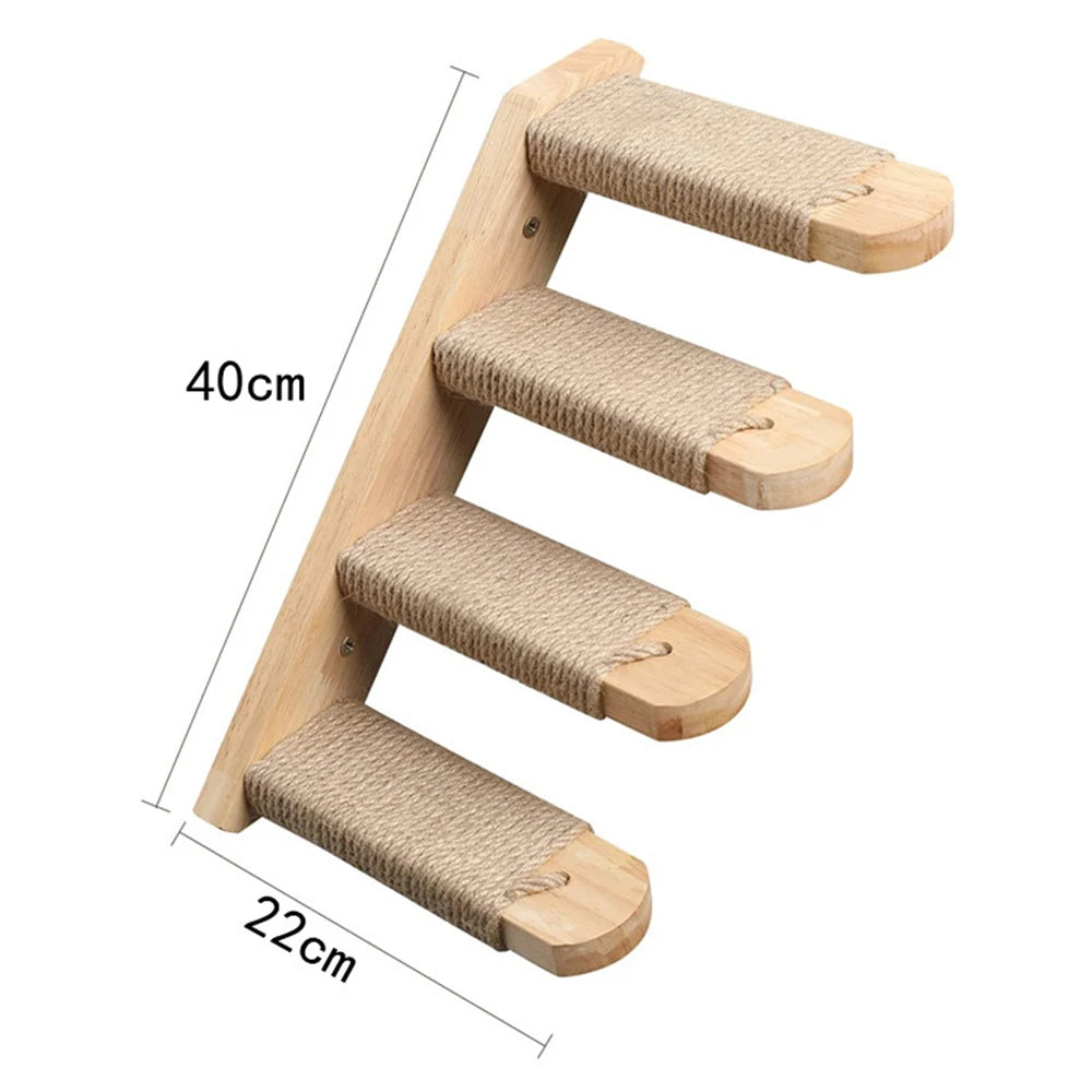 Wall-mounted Cat Climbing Frame 50cm Cat Climbing Ladder  Hammock  Activity Sisal Cat Grab Post Cat Pedal Indoor Cat House - Play Paws Toys