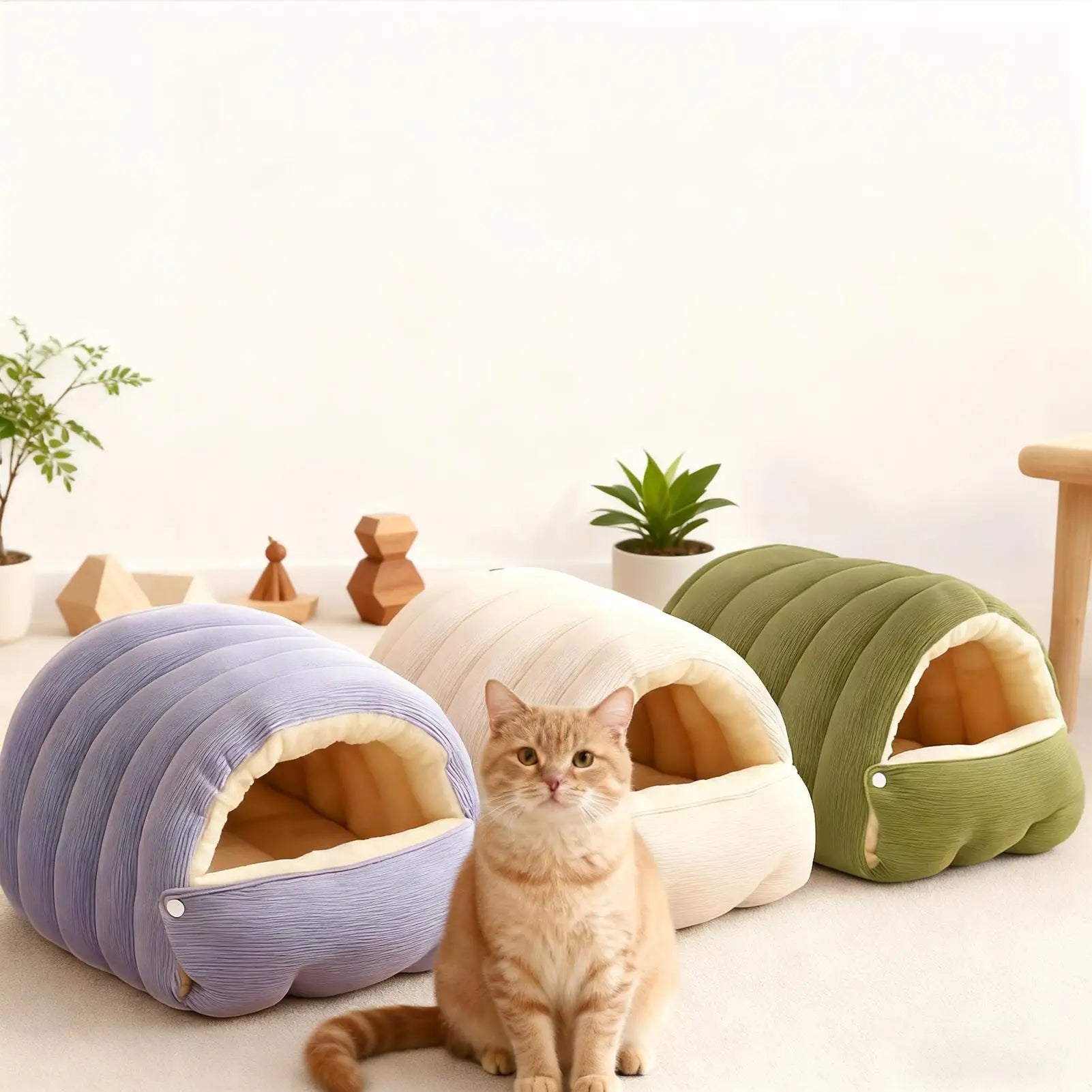 winter Indoor thickened cat bed washable soft short plush fluffy cats sleeping bed enclosed warm pets bed for Puppy Kitten - Play Paws Toys
