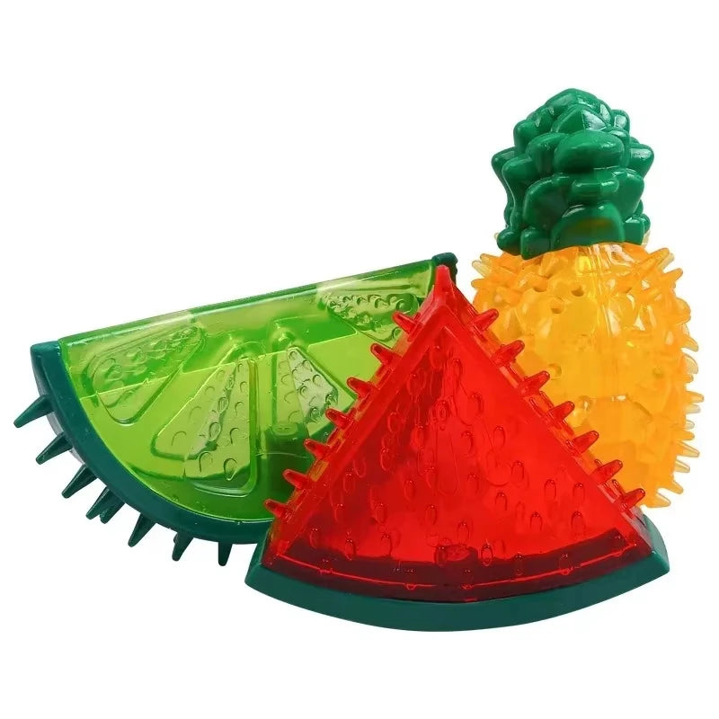 Pet Cooling Chew Toy Reusable Dog Cat Toy Teething Summer Cooling Pineapple Ice Frozen Fruit Shape Toys for Small Medium Dogs