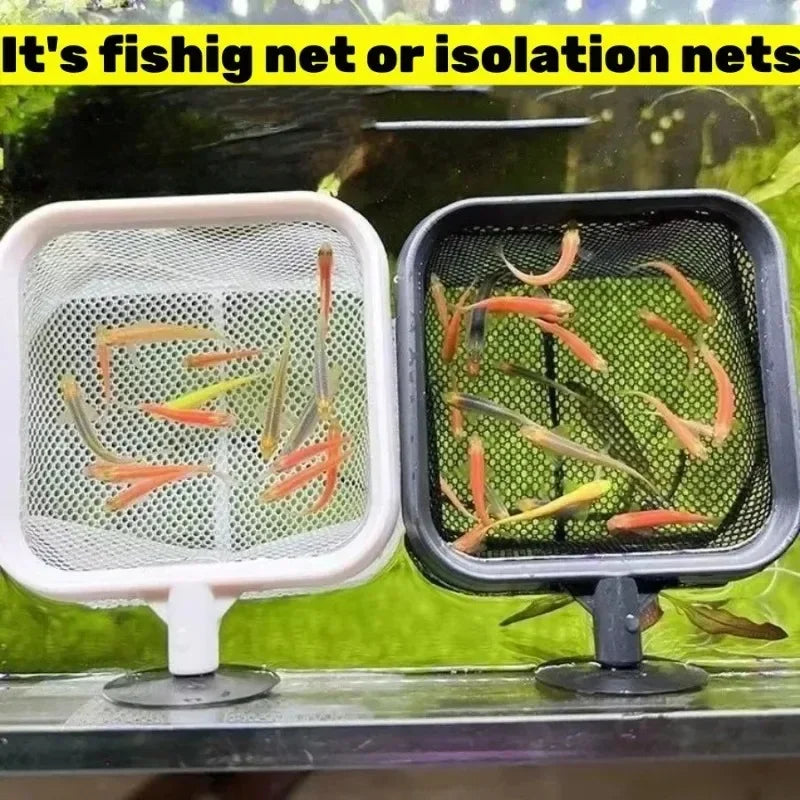 Aquarium Fish Tank Net with Suction Cup Extendable Handle Landing Net Isolation Net for Fish Tank Cleaning Tool Accessories