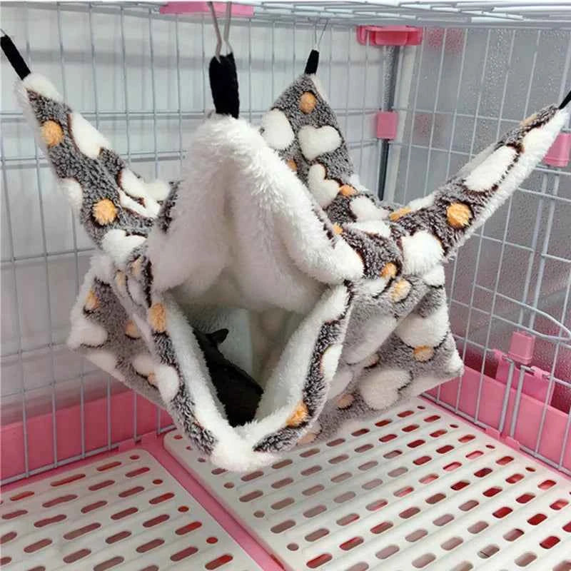 Double Layered Hamster Cage Sleeping Hammock Print Guinea Pig Clothes Bed Rodent Hammock Chinchilla Cage Little House