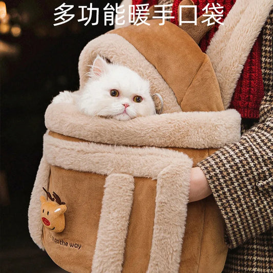 Portable Pet Cat Fall And Winter Speculation Handbag Warm Backpacks Dog Bag Autumn And Winter Warm And Windproof  Crossbody Bag - Play Paws Toys