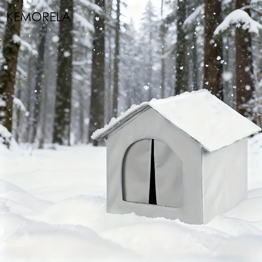 KEMORELA Large Winter Outdoor Cat House & Dog Kennel with Insulated Plush Interior, Easy Assembly,Durable Oxford Fabric for Cats - Play Paws Toys