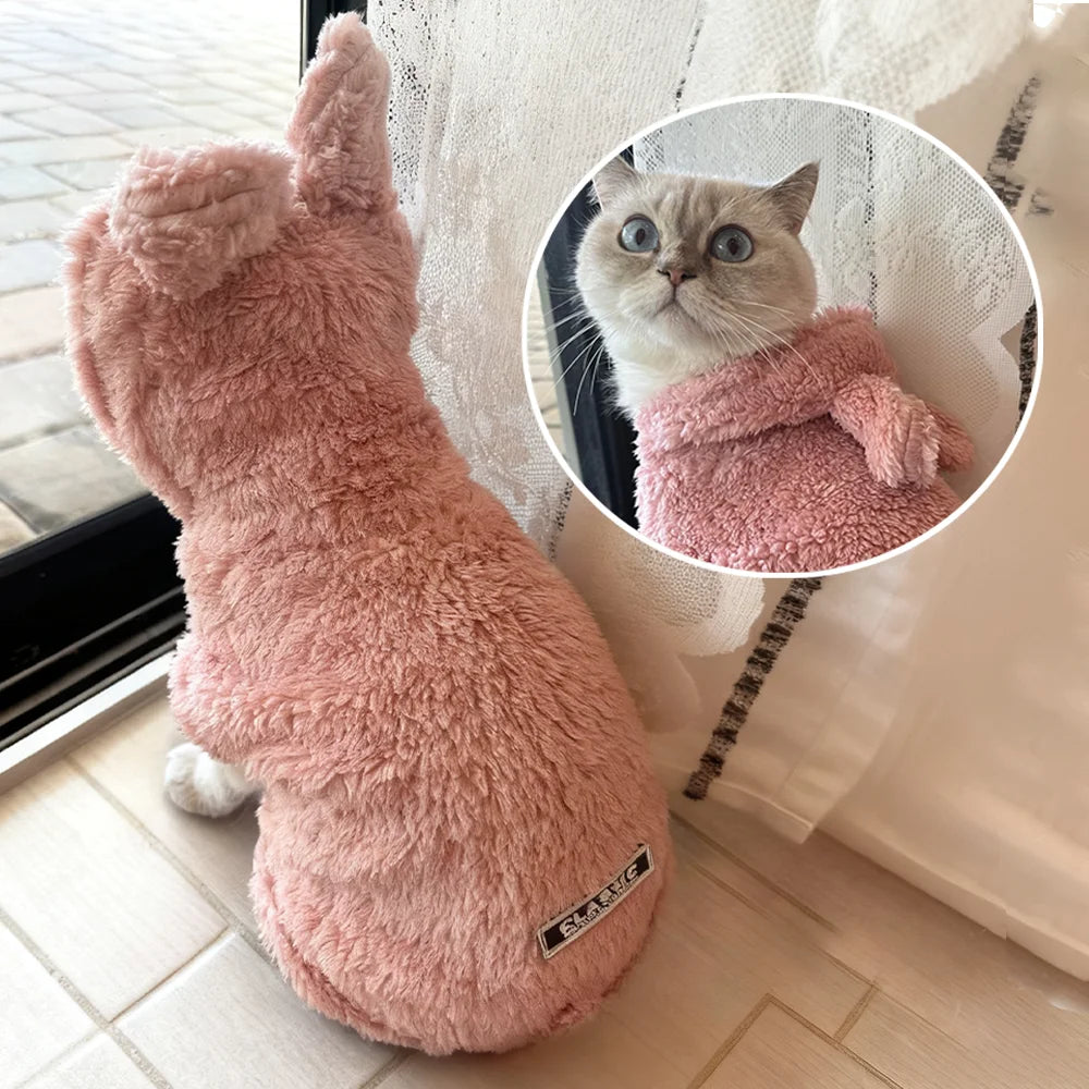 Fleece Warm Cat Costume For Winter Autumn Cute Soft Cats Clothes For Small Medium Dog Kitty Kitten Sweater Funny Pet Coat Sphynx - Play Paws Toys