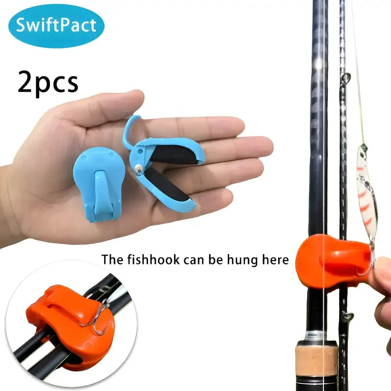2Pcs Quick-Attach Fishing Rod Clip, Tool-Free One Hand Holder Secure Grip for Freshwater Rods Tackle Organizer