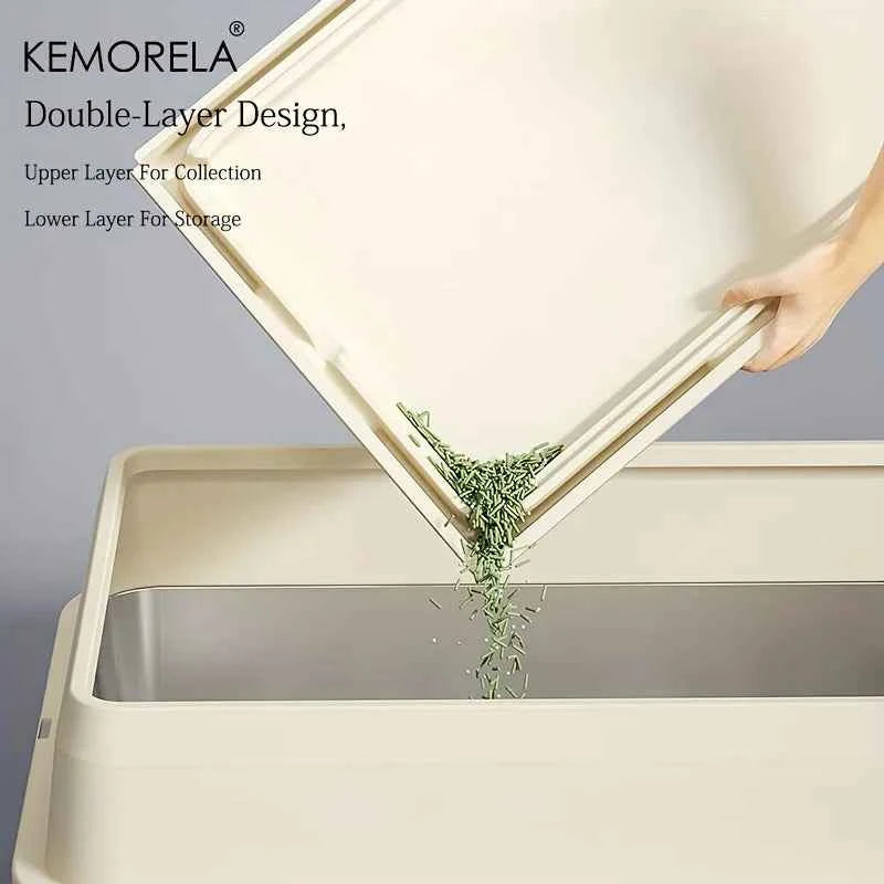 KEMORELA EXtra Large Stainless Steel Cat Litter Box with Lid - Enclosed LitterPan High-Sided Resistant Leak-Proof Cat Litter Mat