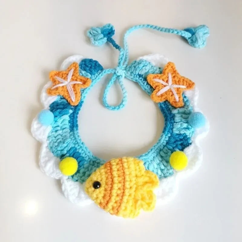 Hand-knitted Pet Collar Cat Decorative Collar Knitted Cute Dog Scarf Bib Saliva Towel Rabbit Decoration