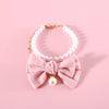 Pet Pearl Diamond Bow Necklace Princess Style Bow Tie Pendant Birthday Cat Puppy Collar