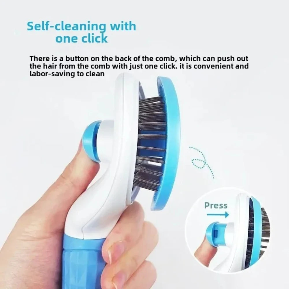 Self Cleaning Pet Hair Remover Comb Dematting Grooming Brush for Dogs Cats Essential Fur Care Tool & Pet Accessories