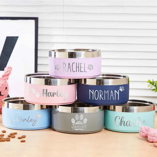 Custom Stainless Steel Dog Cat Bowl Double Vacuum Feeding Pet Bowl Large Capacity Dog Food Water Bowl Dog Accessories Puppy