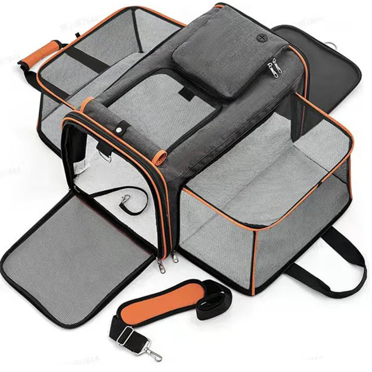 Cat Bag Foldable Large Capacity Cat Outdoor Car Expansion Portable Pet Handbag Breathable Diagonal Cross Bag for Cats and Dogs - Play Paws Toys